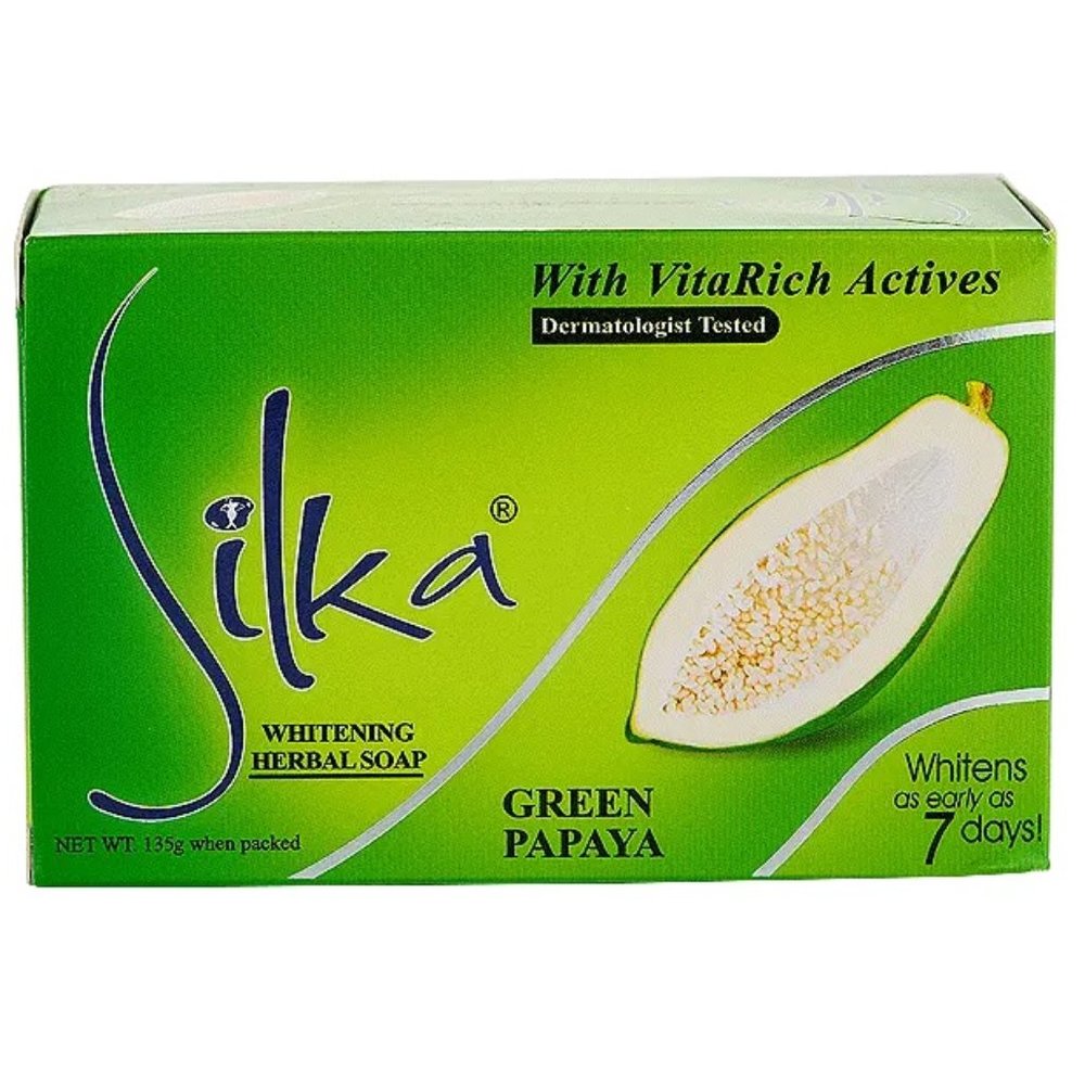 SILKA Whitening Herbal Soap Green Papaya  w/VitaRich Actives 1 Bar 135g